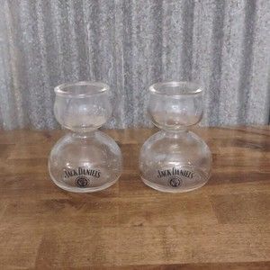 Jack Daniels Whiskey on Water Chaser Double Bubble Shot Glass (2) 6oz. Old No. 7